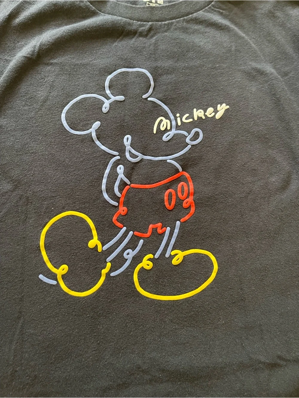 UNIQLO UT Disney Mickey Mouse T Shirt Youth Size 7-8 Kids Black Graphic Neon Tee